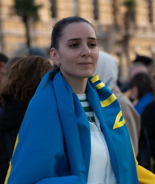 Batumi Georgia Febrero 2022 Mitin Apoyo Ucrania Pueblo Contra Guerra Imagen de stock