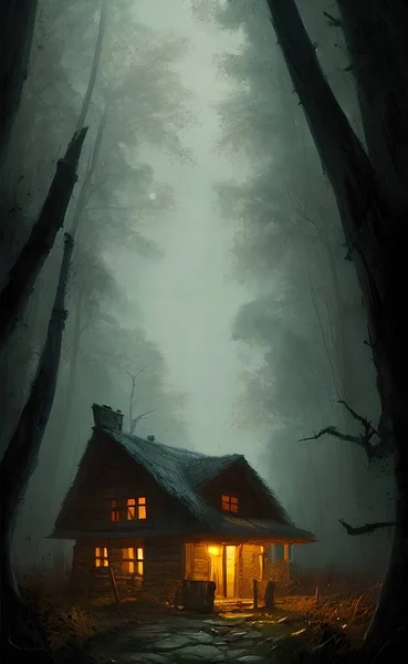 Mysterious house in the forest, fairy tale, hermit\'s house