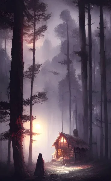 Mysterious house in the forest, fairy tale, hermit\'s house