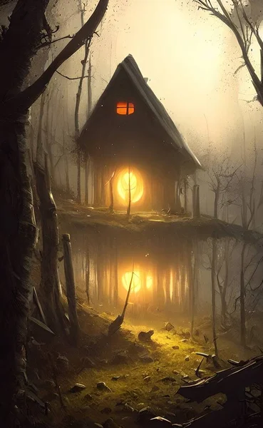 Mysterious house in the forest, fairy tale, hermit\'s house