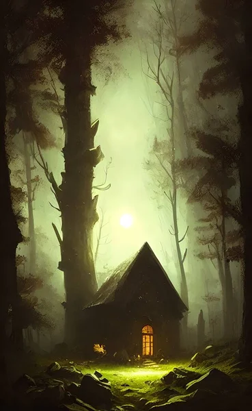 Mysterious house in the forest, fairy tale, hermit\'s house