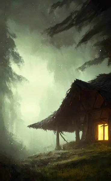 Mysterious house in the forest, fairy tale, hermit's house