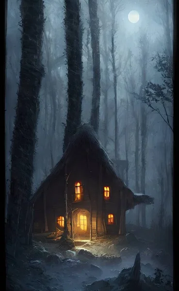 Mysterious house in the forest, fairy tale, hermit\'s house