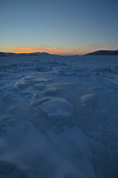 Ice Nagaevskaya Bay City Magadan — 스톡 사진