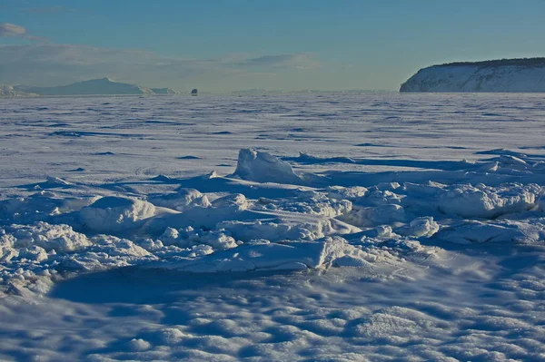 Ice Coastal Strip Sea Okhotsk — Stock Fotó
