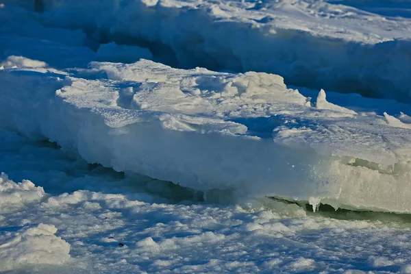 Ice Coastal Strip Sea Okhotsk — Stockfoto