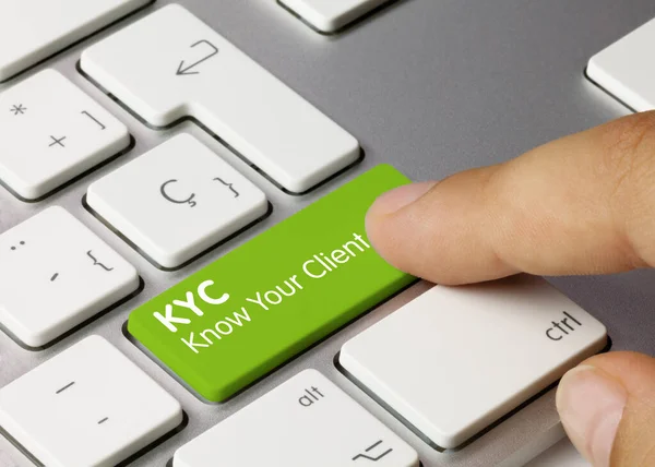 Kyc Conosci Tuo Cliente Scritto Green Key Metallic Keyboard Tasto — Foto Stock