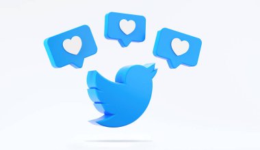 Valencia, İspanya - Ekim 2021 Twitter logo ikonu benzer sembollerle izole edildi. Mikroblog yazma ve ağ ile mesajları paylaşma için mobil aygıtlar için ücretsiz sosyal medya uygulaması