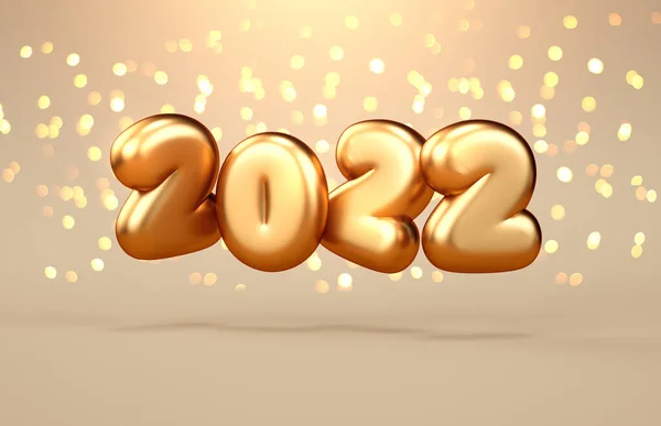 2022 Happy New Year Greeting Card Background Golden Metallic Numbers — Stock Photo, Image