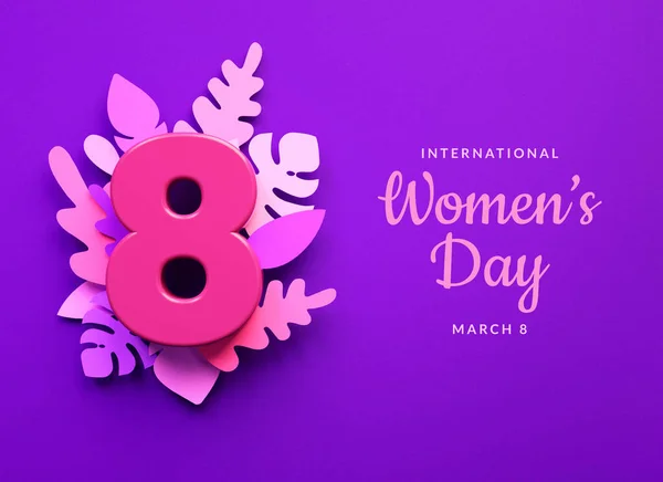 International Womens Day Social Media Post Template Number Floral Ornaments — Stock Photo, Image