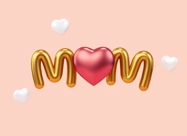 Vereinzeltes Goldenes Mom Wort Mit Herzen Zum Muttertag — Stockfoto