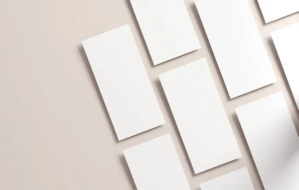 Multiple Flyers Mockup Blank Paper Neutral Background White Empty Leaflet — Foto Stock