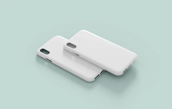 Two Smartphone Case Mockup Blank Cover Template Isolated Neutral Color — Stock Photo, Image
