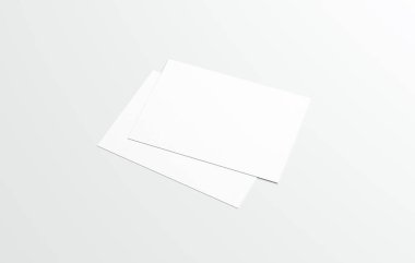 Postcard mockup blank paper template isolated on a neutral background. White empty card for design