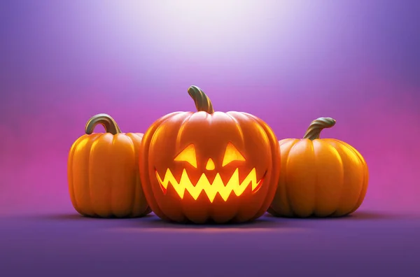 Halloween Donkere Scène Met Pompoenen Rendering Voor Flyer Achtergrond Halloween — Stockfoto