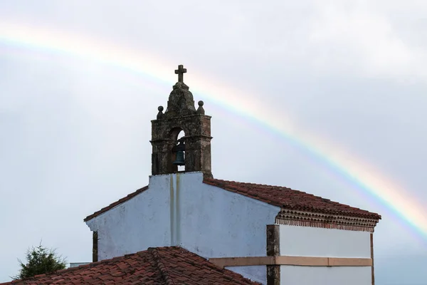 Rainbow Capilla San Roque Chapel Lastres Asturias Spain — Stock fotografie