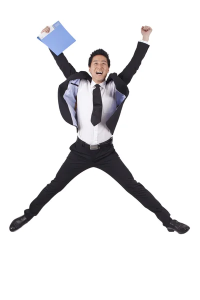 Businessman jumping with joy Royalty Free Stock Images