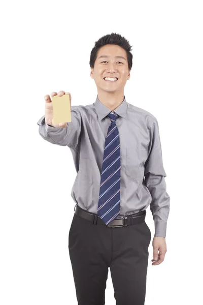 Business man with card — Stock Photo, Image