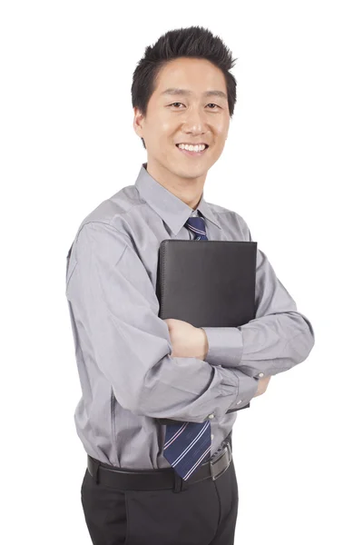 Asian businessman holding a blank — Stock Photo, Image