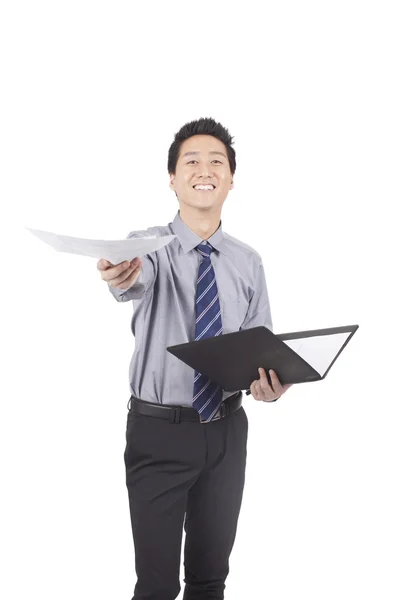 Asiatico businessman holding un blank — Foto Stock