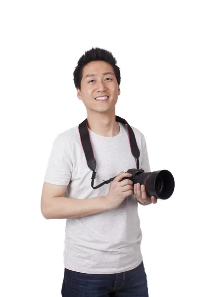 Asiático joven hombre fotógrafo — Foto de Stock