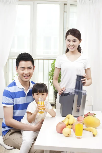 Family making juice — Stock Photo, Image