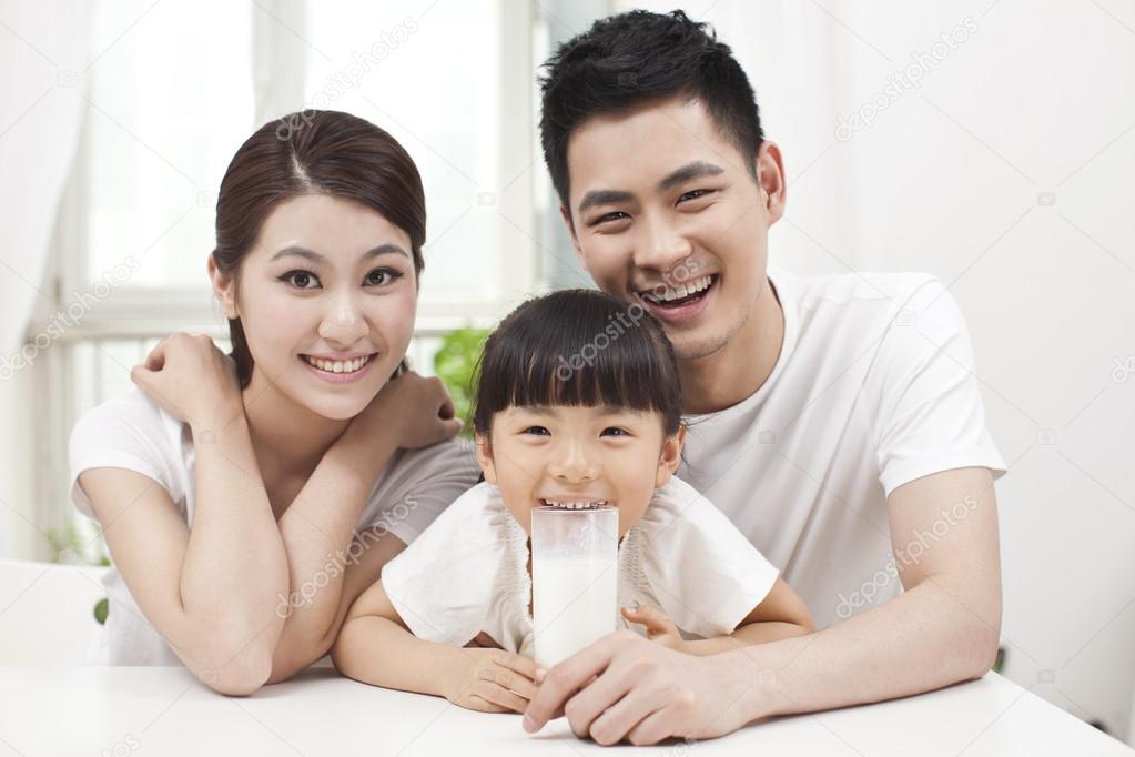 Healthy family and milk