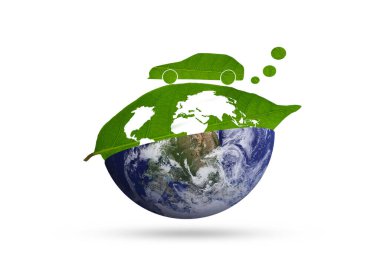 Dünya haritası olan yeşil yaprak, NASA tarafından desteklenen bu görüntünün elementleri.