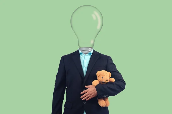 Kopfschütteln Bei Geschäftsleuten Die Ein Bärenspielzeug Hintergrund Halten — Stockfoto
