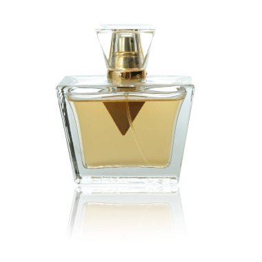 Beyaz arka plan üzerinde izole güzel şişe parfüm.