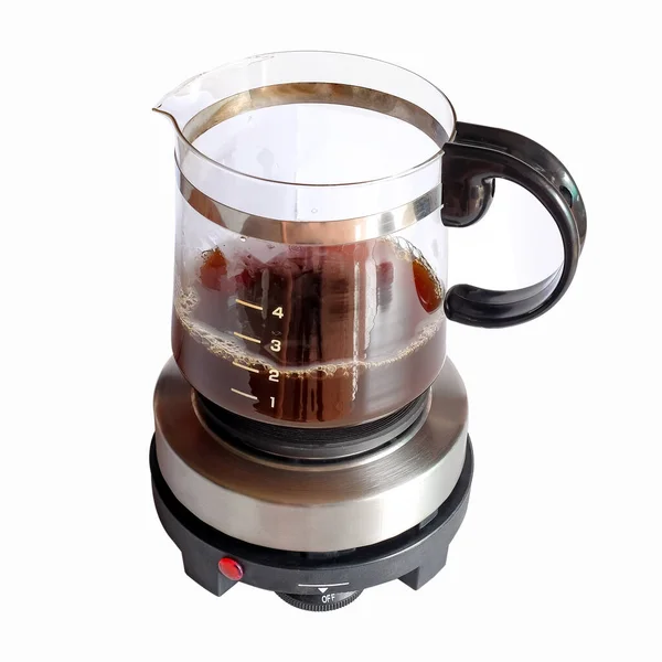 Kávé Edény Elektromos Rozsdamentes Acél Tűzhely Vagy Multifunkcionális Kávéfőző Kályha — Stock Fotó