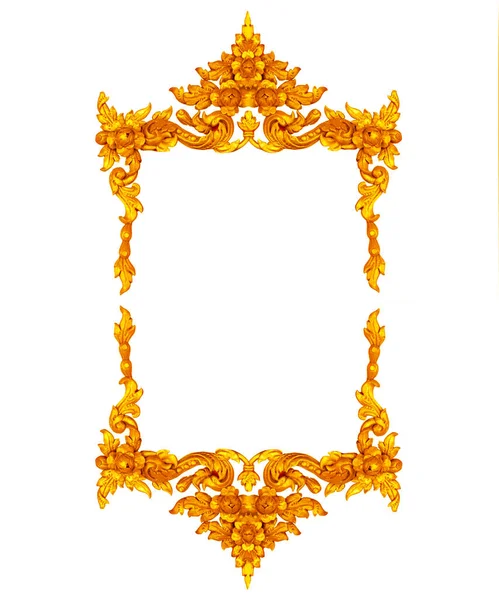 Golden Vintage Picture Frame Isolated White Background — Stock Photo, Image
