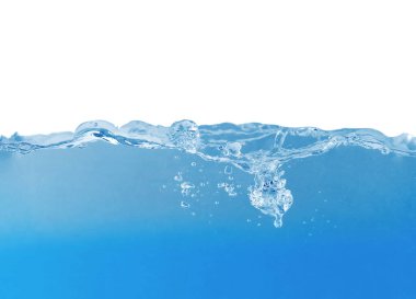 Fresh water surface with splash and air bubbles .