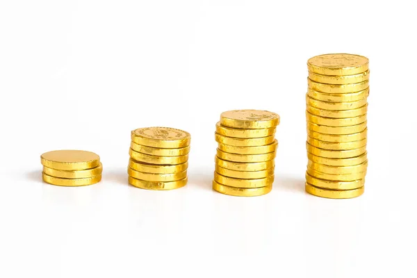 Stack Gold Coins Isolated White Background Business Concept —  Fotos de Stock