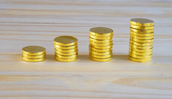 Stack of gold coins on background,business concept.