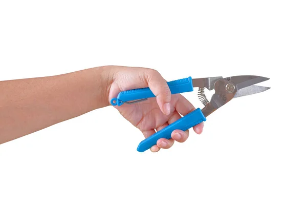 Ręczne Trzymanie Nożyczki Narzędzie Cięcia Metalu Cięcie Blachy — Zdjęcie stockowe