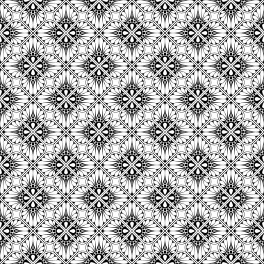 Süslü karelerin kusursuz monokrom deseni