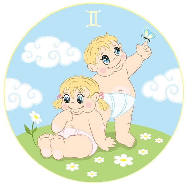 Дитячі близнюків знак зодіаку — стоковий вектор