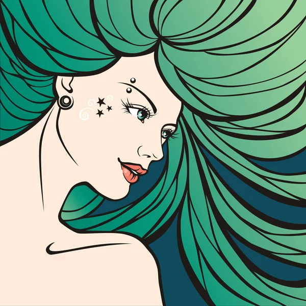 Красивая девушка с пышными волосами — стоковый вектор