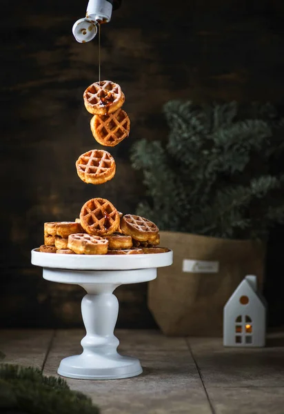 Small Waffles Plate High Quality Photo — Stock Photo, Image