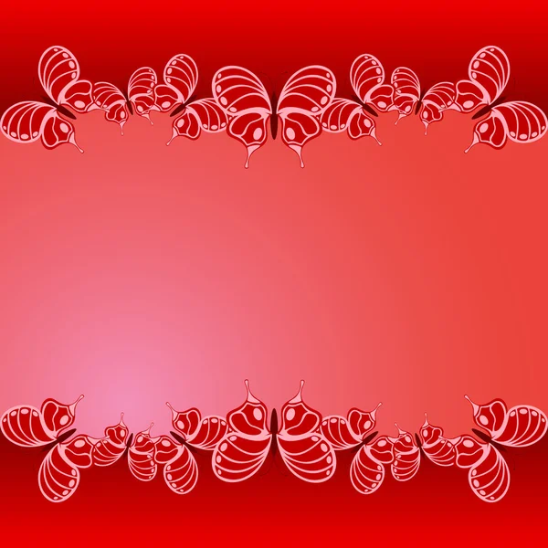 St. Valentine red butterflies and hearts card background — Stock Vector