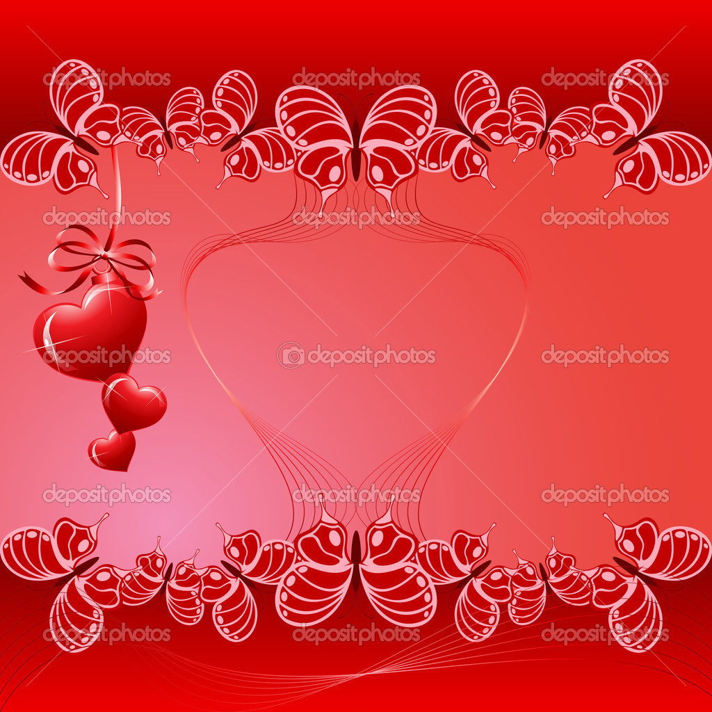 St Valentin Rote Schmetterlinge Und Herzen Hintergrund Stockvektor C Goldaur1 38185789