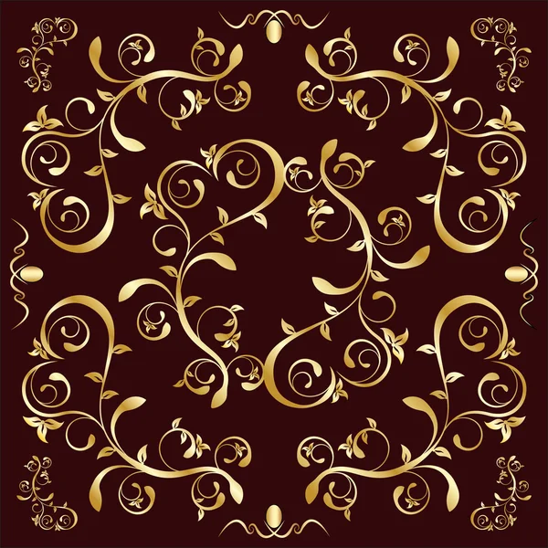 Feuille dorée sur fond brun — Image vectorielle