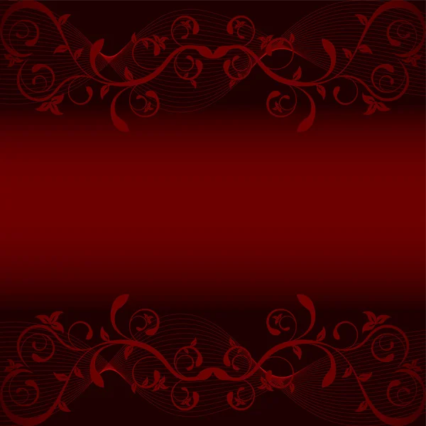 Feuilles rouges sur fond rouge foncé — Image vectorielle