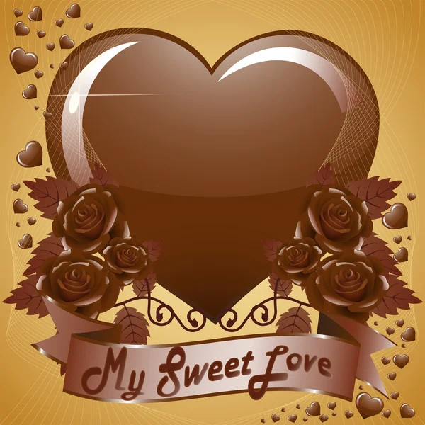 Beaucoup de Coeurs et de roses au chocolat — Image vectorielle