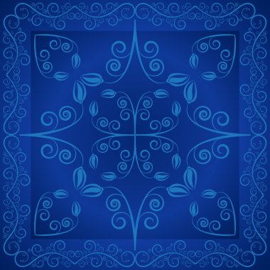 çiçekler ve yapraklar ile mavi arka plan