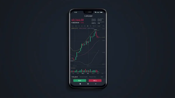 Bitcoin em um smartphone. Ilustração vetorial. — Vetor de Stock