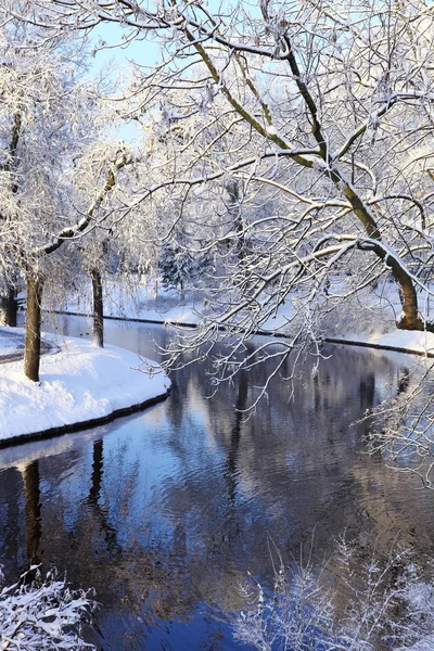 Cena de inverno de um canal — Fotografia de Stock