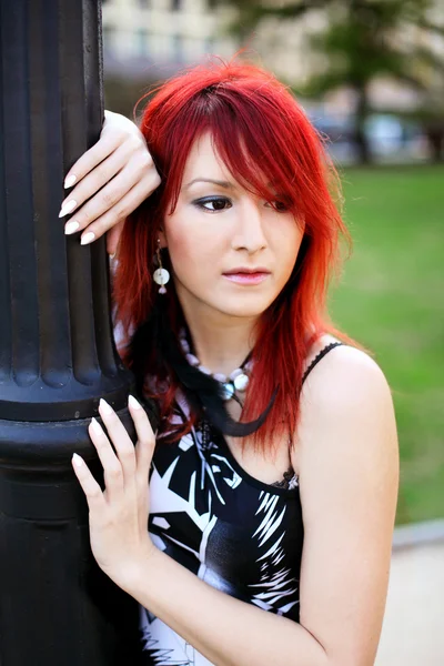 Redhead in street — Stock Photo, Image