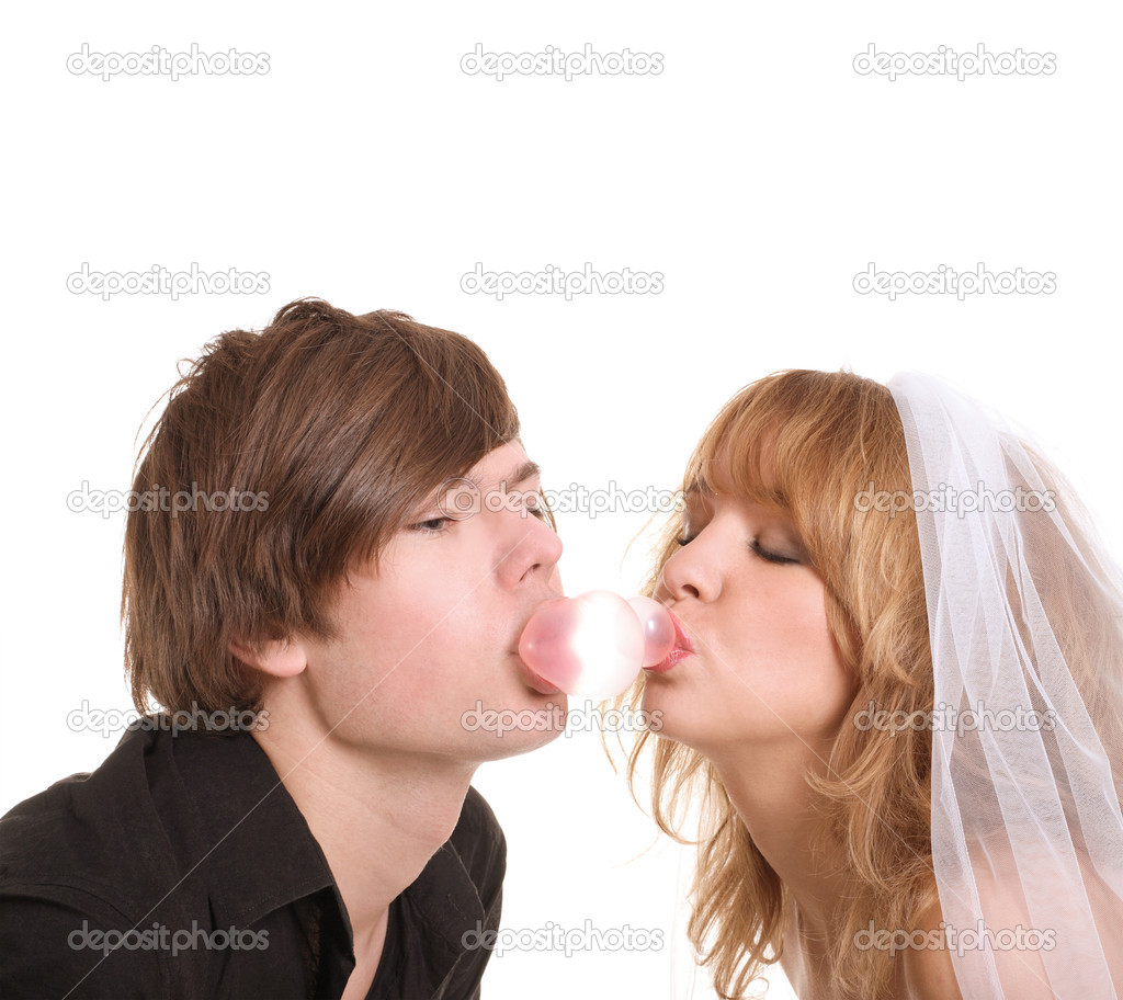 Couple with bubble gums